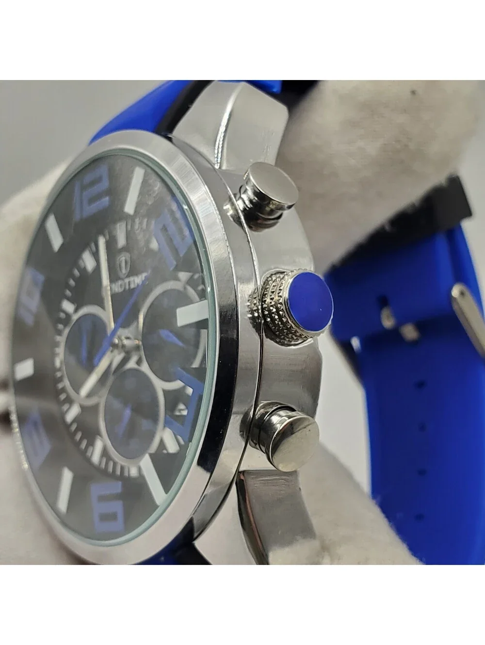 FindTime Blue/Black Chronograph Mens Watch  49mm New Battery